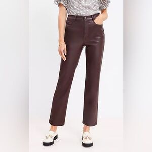LOFT Chocolate Brown Faux Leather 5-Pocket Pants